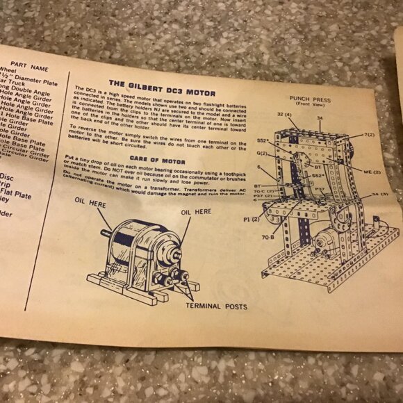 NOS Vintage Gilbert Erector Set - Motor - Red Case - Instructions - Fun !!!! - Picture 10 of 14